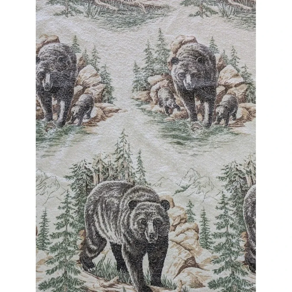 Vtg Cannon Mills Grizzly Bear Throw Blanket Lodge Cabin 60x46 Nature Forest Cubs
